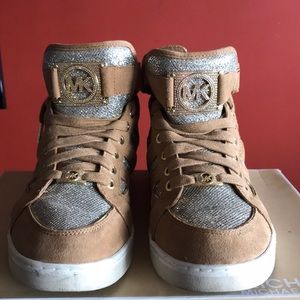 MICHAEL KORS FULTON SUEDE & SILVER GLITTER HIGHTOP